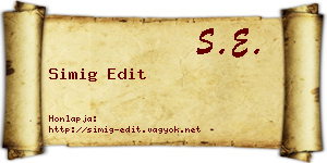 Simig Edit névjegykártya